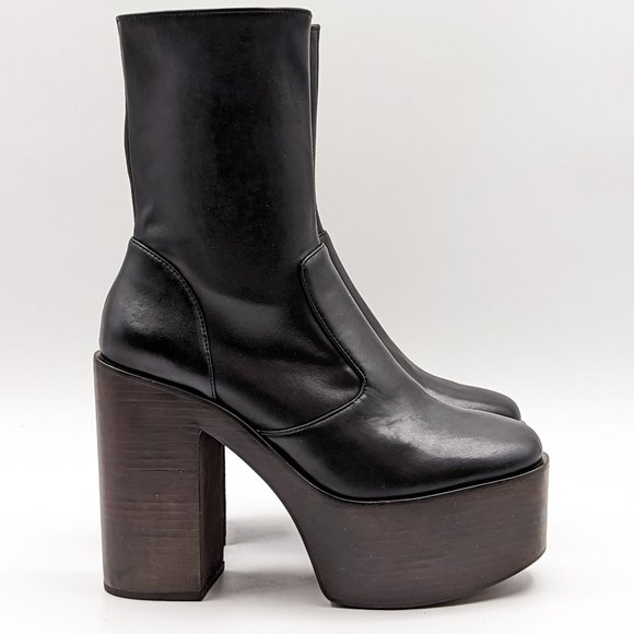Jeffrey Campbell Women Mexique 70's Retro Black Platform boots size 7.5 - Picture 6 of 11